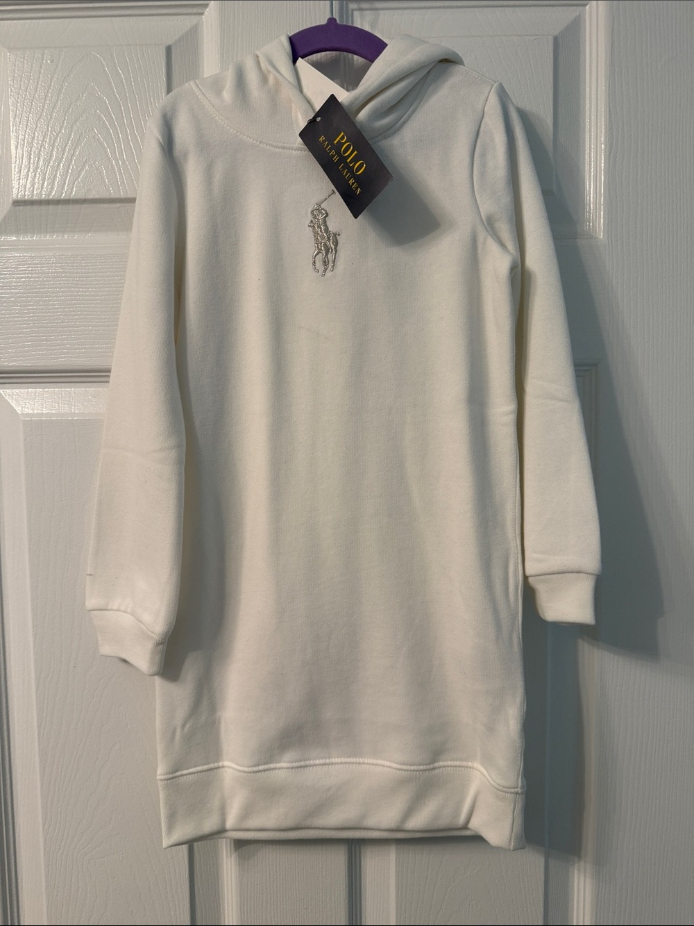Polo by Ralph Lauren White Hooded Crewneck Sweatshirt Dress